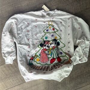 Disney White Sweater with Mickey and Minnie